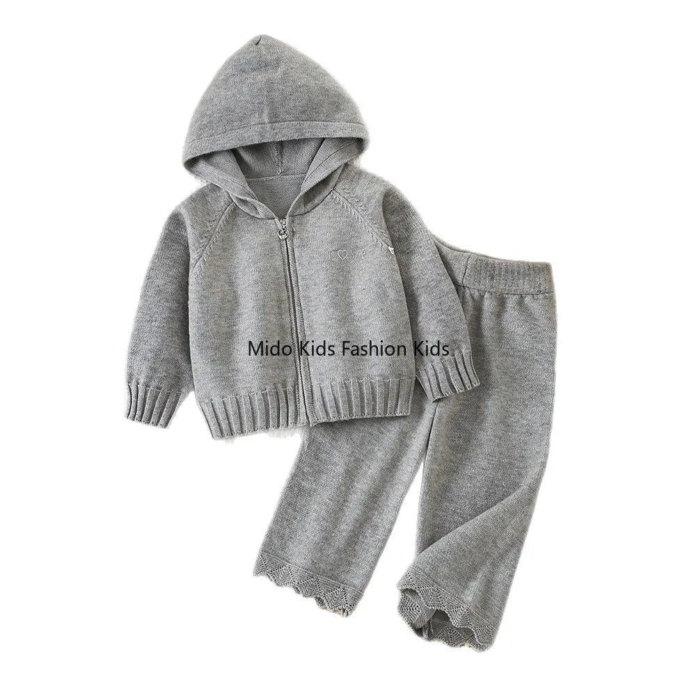 مجموعة تريكو للأطفال - خريف/شتاء وصل حديثًا بنطال كارديجان محبوك بغطاء للرأس للفتيات على الطراز الكوري أنيق وعصري #6