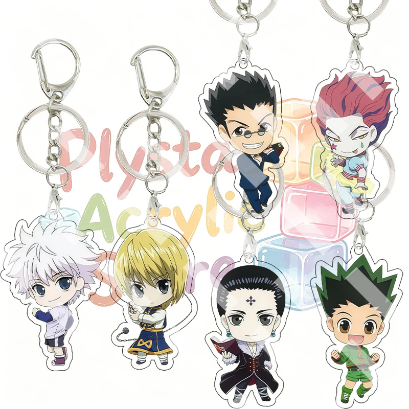Klassischer Gon Killua Kurapika Leorio Hisoka Chrollo Acryl-Schlüsselanhänger Anime-Charaktere Schlüsselring Rucksack-Anhänger Fans Geburtstagsgeschenke