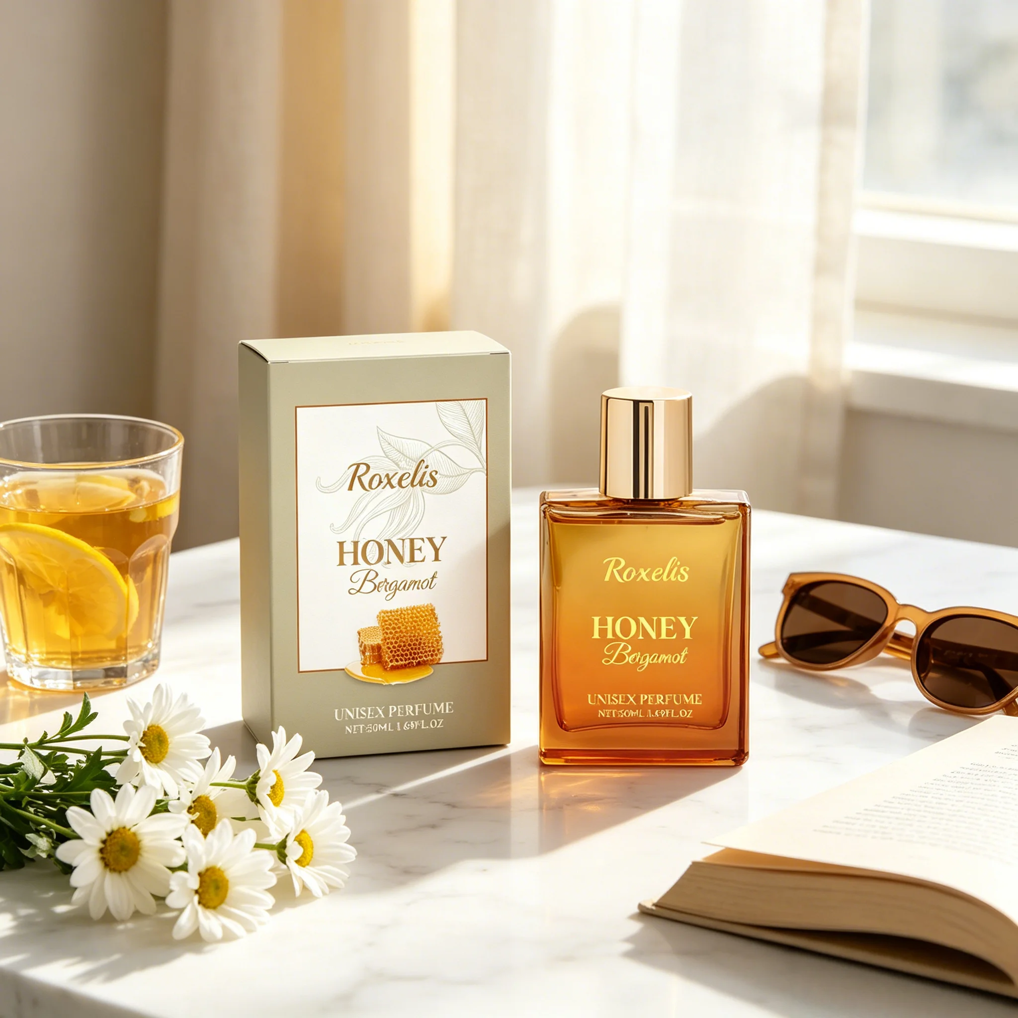 Roxelis Honey Bergamot Unisex Perfume  Gentle, Natural & Fresh Scent, Long-Lasting Fragrance for Daily Use, Portable 50ml
