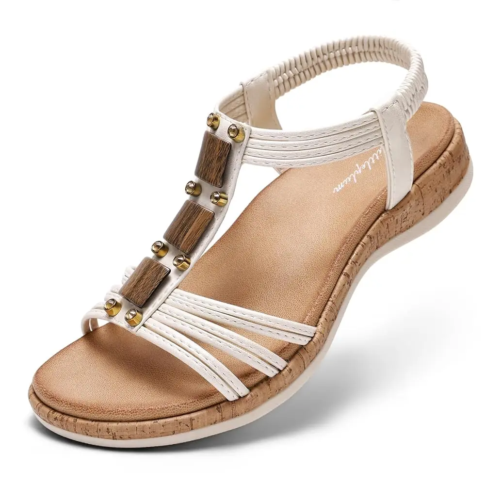 

Женские сандалии Littleplum на низком каблуке с поддержкой свода стопы, с открытым носком, повседневные летние туфли на танкетке для пляжа, прогулок и нарядных образов, удобные сандалии