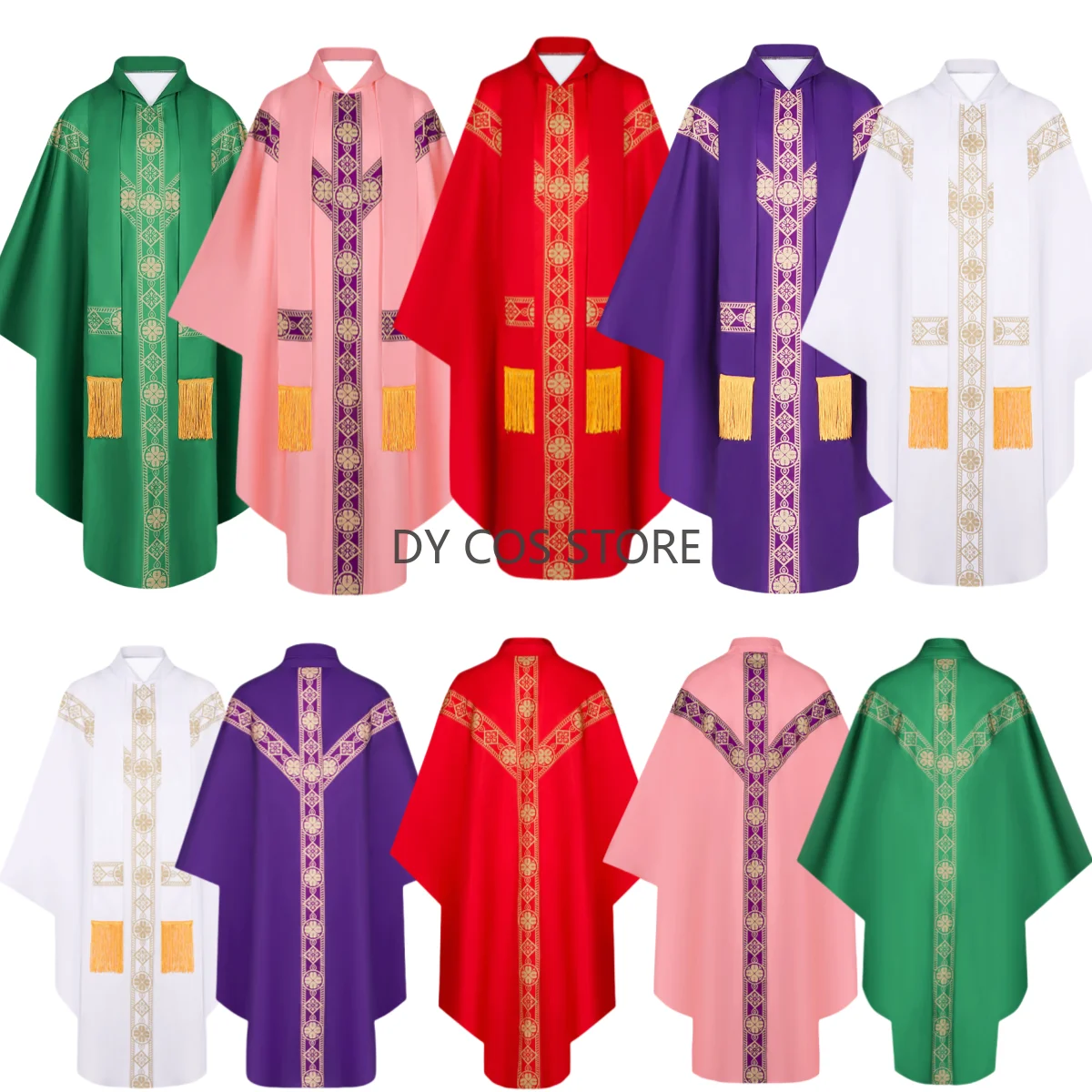 

Catholic Church Father Mass Cosplay Costume Middle Ages Loose Casual Vestment Robe With Tassel Man Woman Halloween Suit