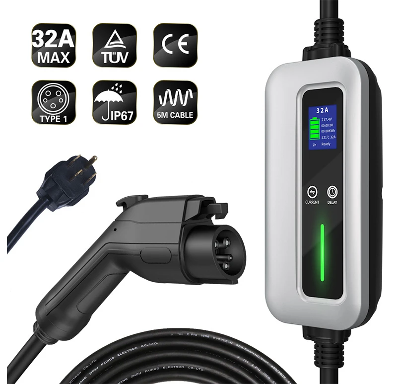 

Type1 7.2KW AC 32A Ev Charger Electric Vehicle Car Charger portable charging station American standard 5M high-end model