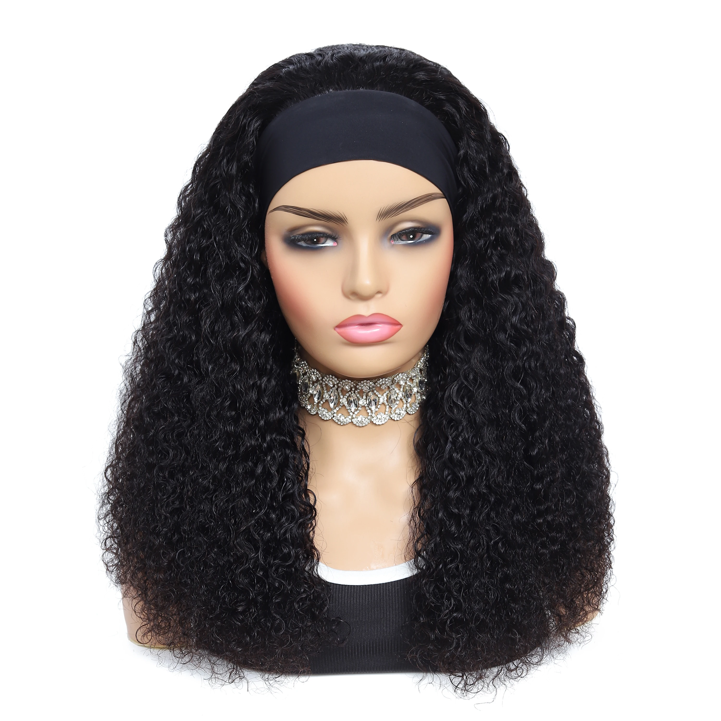 Jerry Curly Human Hair Wig Kinky Curly Headband Wigs for Black Women 180 Density No Glueless Human Hair Wigs Brazilian Preplcuk