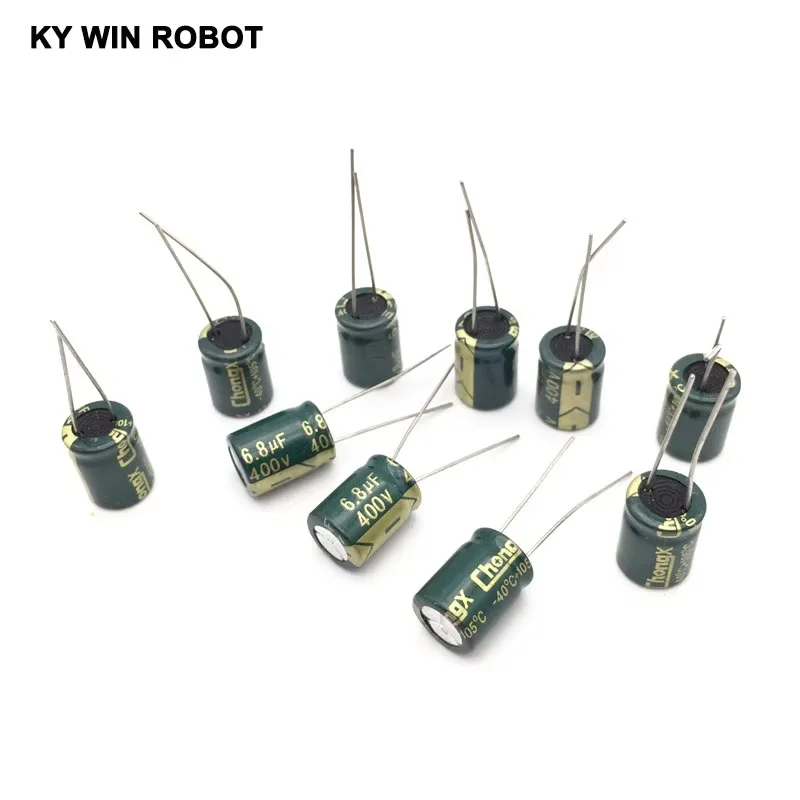 10 Buah 400V 6.8UF 10X13Mm 105C Radial Kapasitor Elektrolit Resistansi Rendah Frekuensi Tinggi 6.8UF 400V
