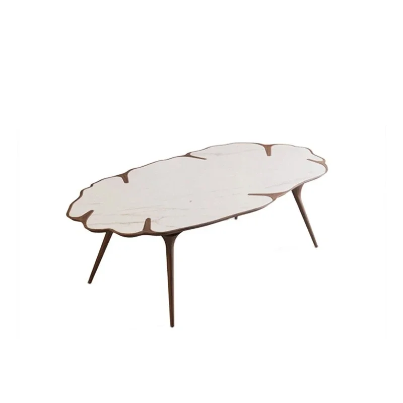 Light luxury marble dining table Villa home high sense irregular modern art sense solid wood dining table