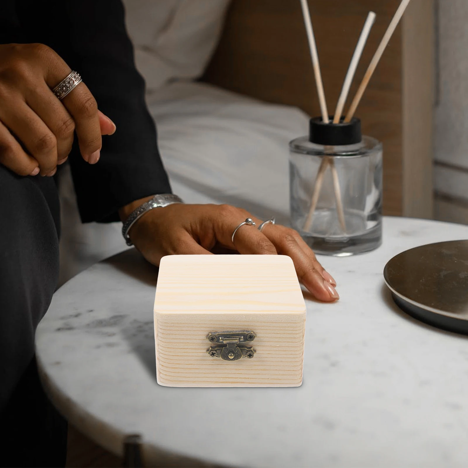 

6Pcs Wooden Storage Cases Durable DIY Jewelry Boxes Mini Square Holder for Earrings Necklaces Bracelets Jewelry Box