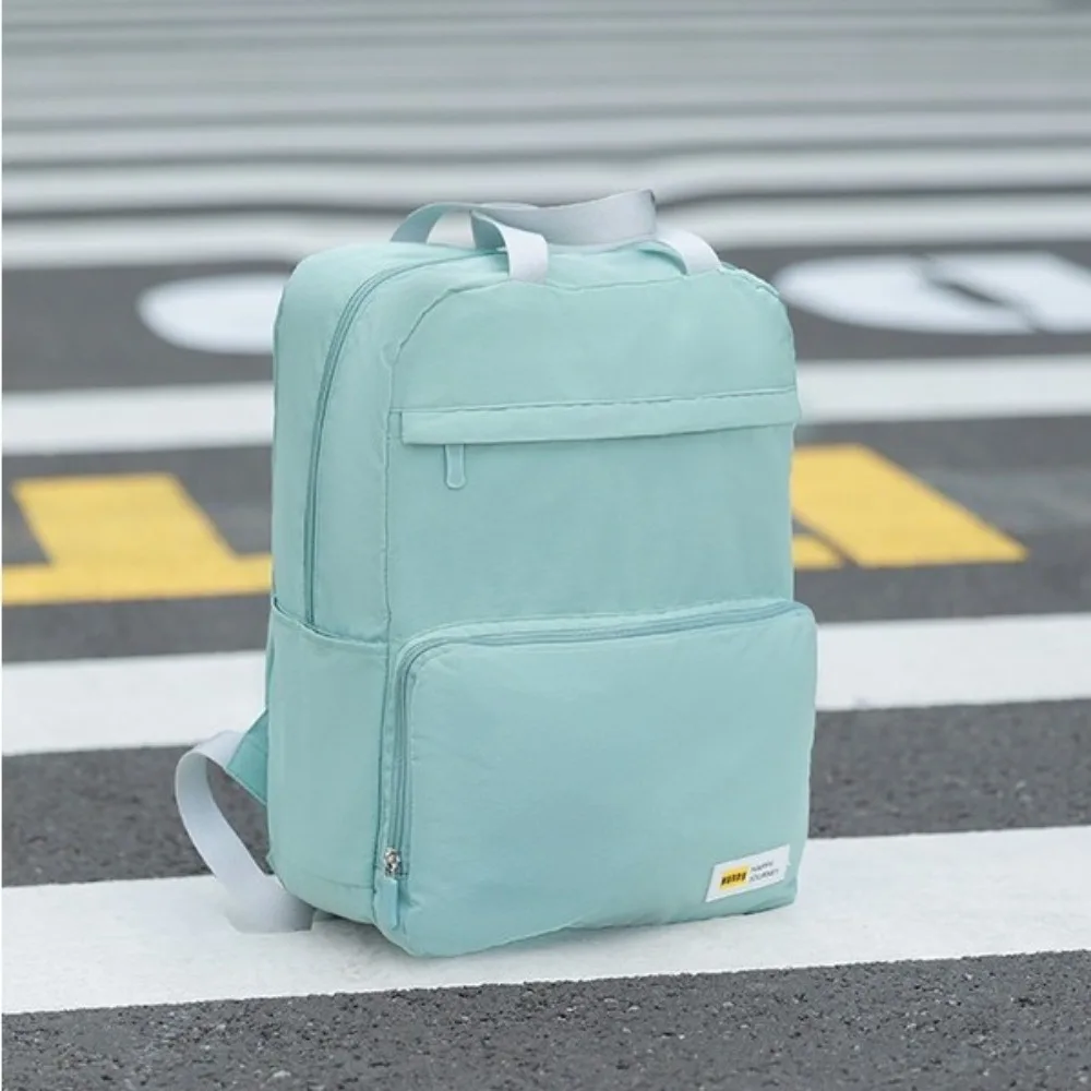 Solid Color Oxford Foldable Backpack Large Capacity Hiking Backpack Multi-pocket Student School Backpack