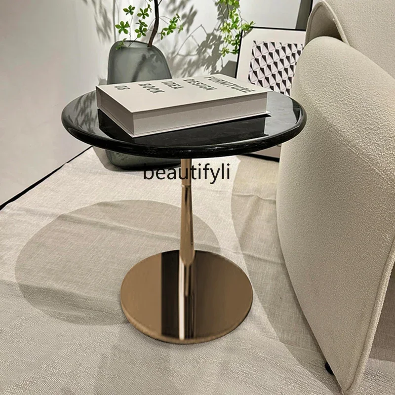 Italian minimalist natural platinum diamond luxury stone  edge sofa corner few modern minimalist creative art small edge few