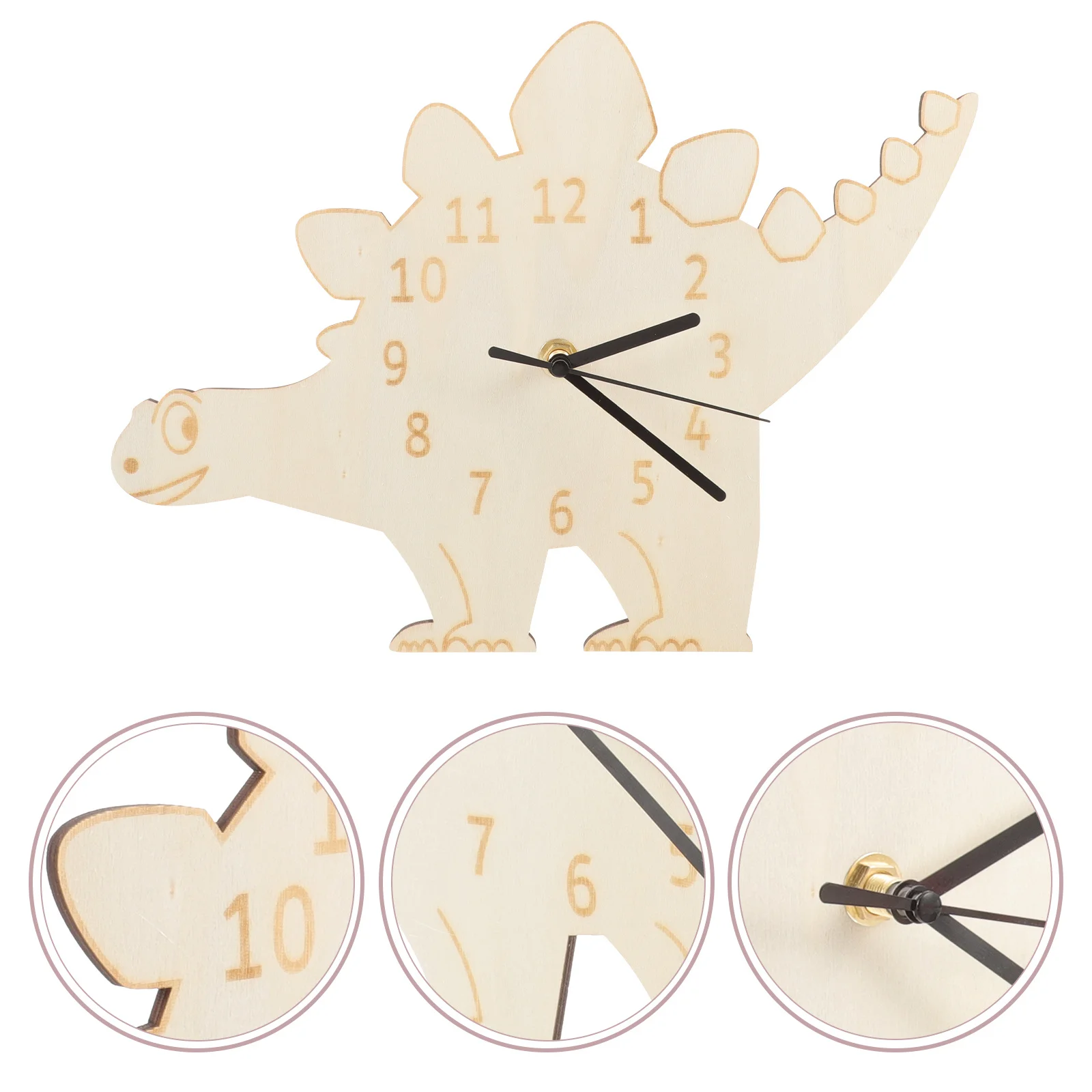 

Wooden Dinosaur Clock Cartoon Design Silent Bedroom Wall Mount Desktop Decorative Table Clock Clear Digital Display