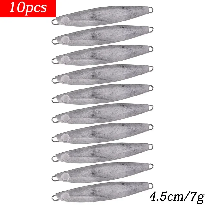 10Pcs Blank Japen Metal Cast Jig Spoon 7/12/17/22/40G Shore Casting Jigging Fish Sea Bass Fishing Lure Artificial Bait Tackle