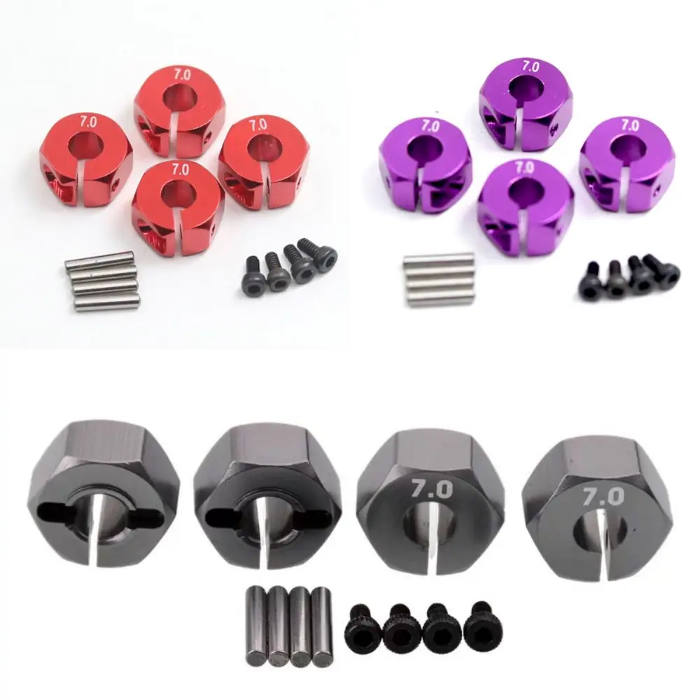 4pcs Wheel Hex Drive Hubs Aluminum with Pins Screws Crawler Wheel Parts 6 7 mm Multiple Color for HSP HPI Tamiya