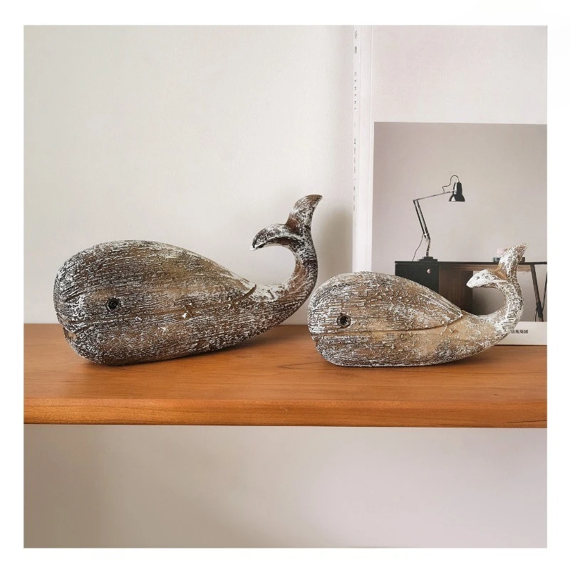1/2 Uds. Adornos de ballena mediterránea, adornos decorativos para el hogar, adornos decorativos de escritorio, Artesanías hechas a mano