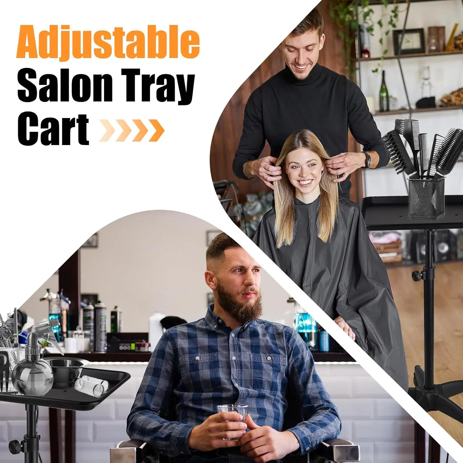 Aluminum Tattoo Rolling Tray with Wheels - Adjustable Height Salon Cart for Hair Stylist Medical Dental Tray