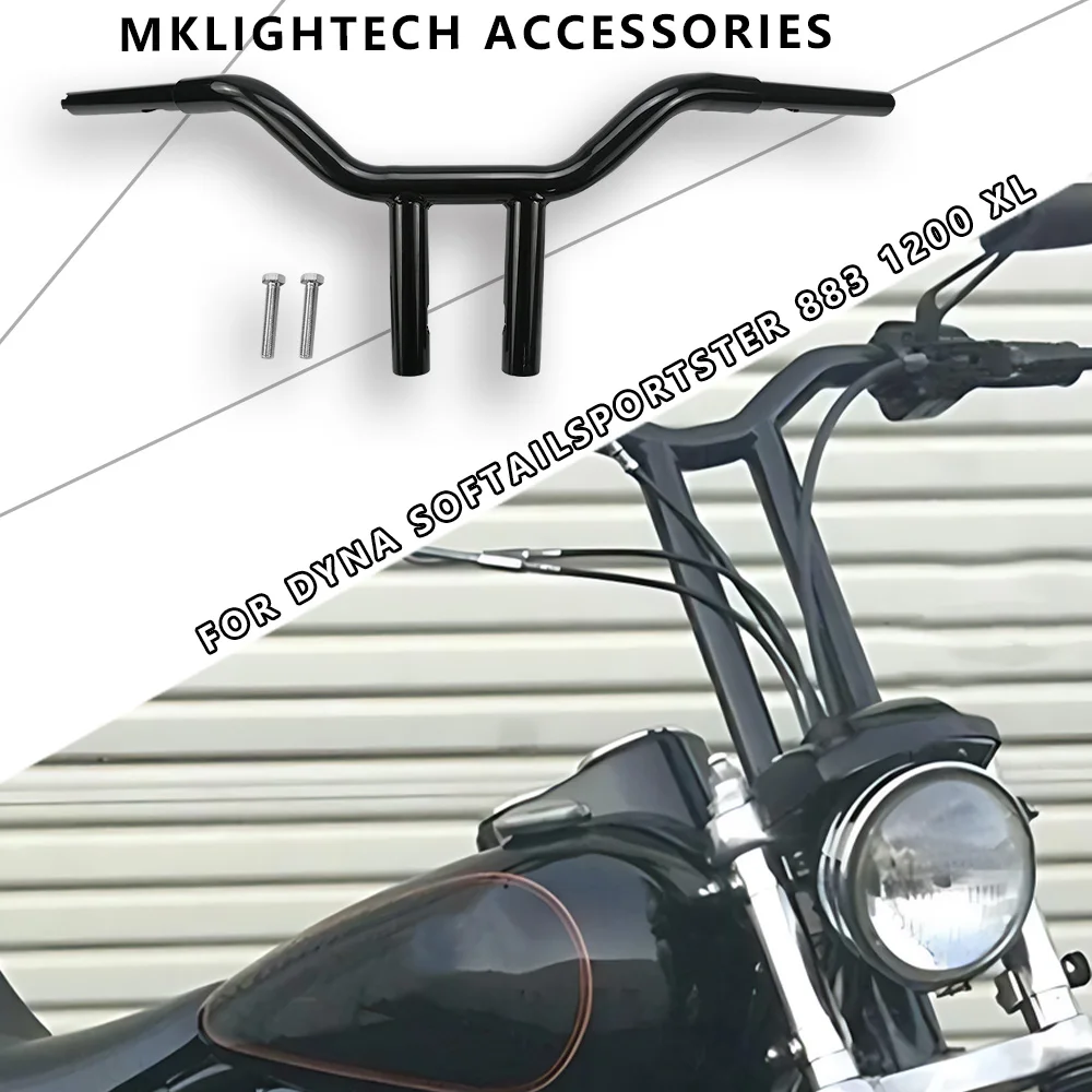 

MTKRACING Motorcycle Handlebars Rise T-bars 1'' Drag Bars 10'' 12'' 14'' Height For Harley Dyna SoftailSportster 883 1200 XL