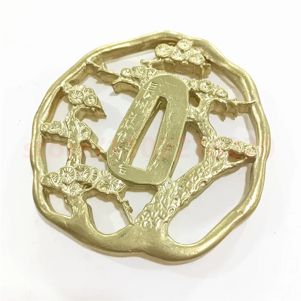 

Уникальная медная латунь Tsuba, защита для рук для японского настоящего японского самурая, катаны, меча, фитинги, аксессуары, хорошие детали