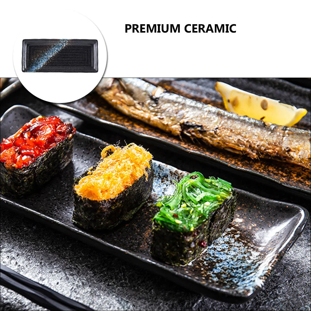 

1Pcs Japanese Style Ceramic Rectangular Plate Sushi Long Plate for Food Serving Appetizer Dessert Dipping Sauce Tray Modern