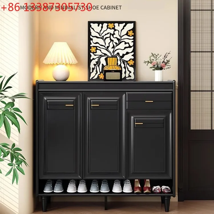 

Ретро-шкаф для обуви из массива дерева, современный простой домашний шкаф для прихожей с большой вместимостью.