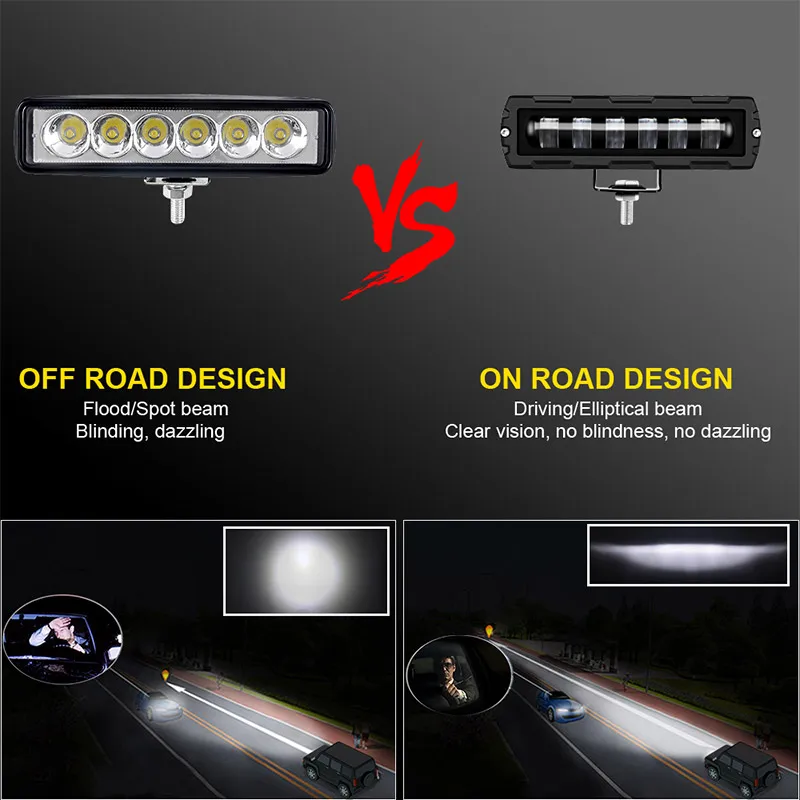 6 inch 6D 7D LED Light Bar LED Work Fog Driving Lamp Headlights Bar Off Road White 12V 24V For Car Truck ATV Motorcycle SUV 4WD