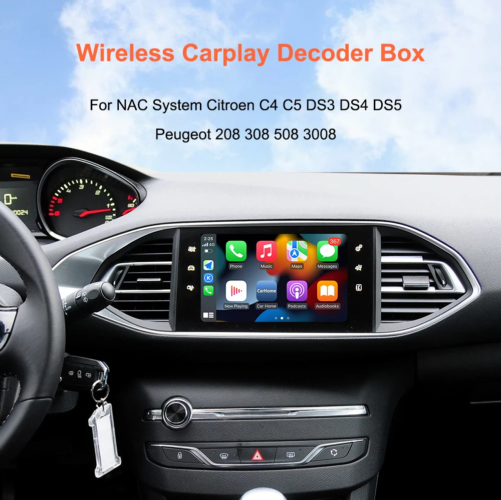 Bonroad Wireless Carplay Android Auto Nachrüst-Kits, passend für Peugeot&Citroren SMEG&MRN NAC 208 308 508 3008&C4 DS3 DS4 DS5 – Detail 1