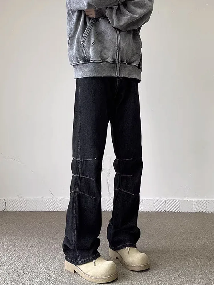 

Мужские джинсовые джинсы Cleanfit, прямые брюки-клеш, модный дизайн, повседневные длинные брюки со средней талией High Street