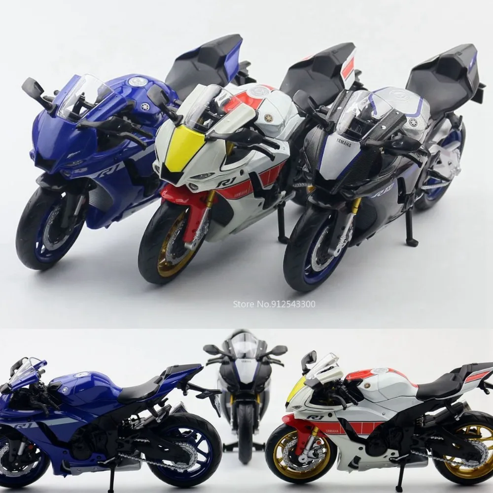 Maquette Moto Yamaha YZF-R1M échelle 1/12 – Modèle Die-cast Avec Roues Mobiles Et Suspension, Cadeau Collectionneur