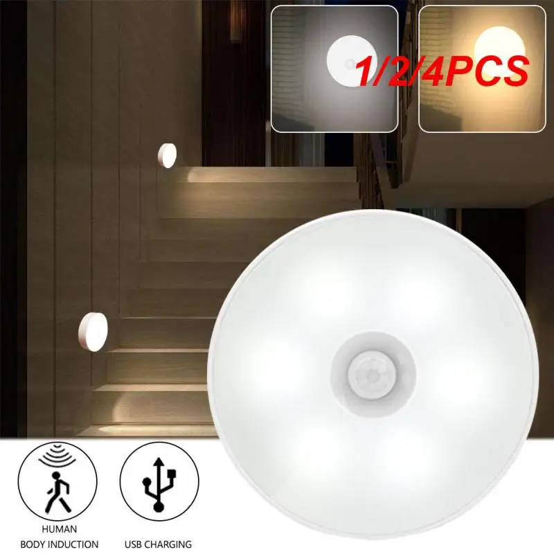 

1/2/4PCS Motion Sensor Night Light Intelligent Body Light Sensor USB Charging Night Lamp Bedroom Use For Kitchen Bathroom Closet