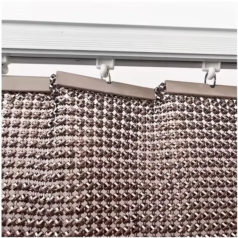 Flexible Aluminum Metal Sequin Mesh Metallic Cloth Chain Mail Curtain Fabric