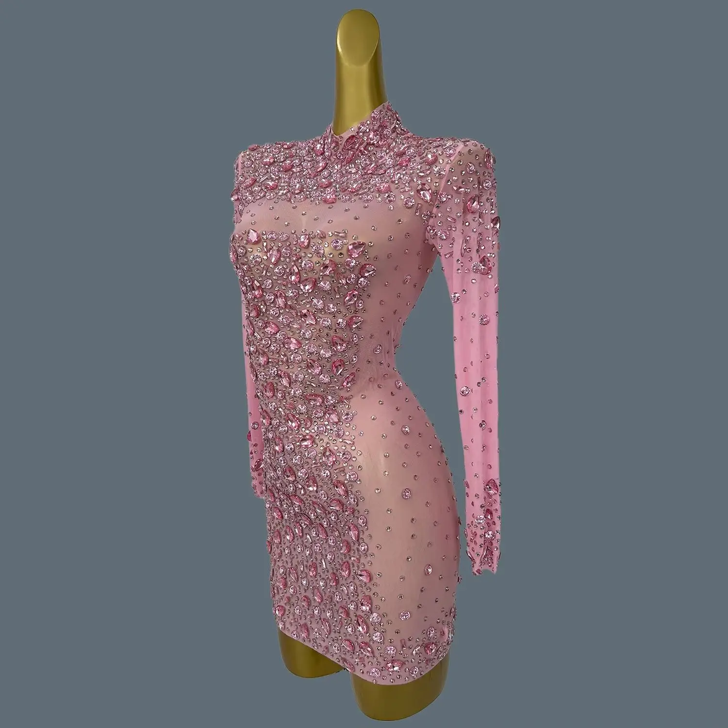

Sparkly Rhinestones Luxury Skinny Dress Women Sexy Event Party Celebrate Birthday Mini Dress Club Performance Stage Wear Cuixing