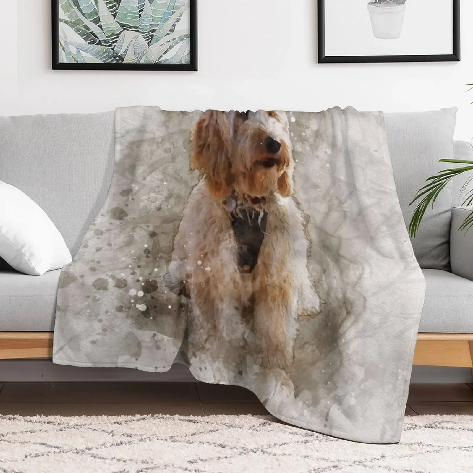 Cute cockapoo watercolour effect Throw Blanket Foldable Soft Warm Blanket for Outdoor Use