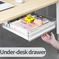 Hidden Under Desk Drawer Storage Self Adhesive Drawers Organizer Desk Accessories Office Box Drawer Plastic Undertable Storage