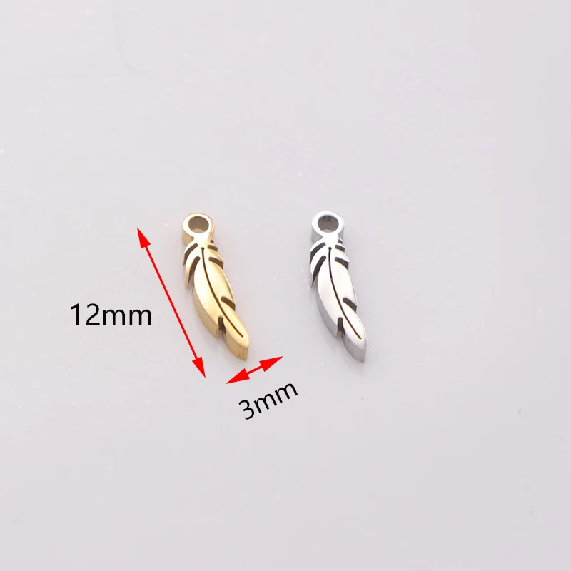 10pcs Small Feather Charm Pendants for DIY Necklace Bracelets