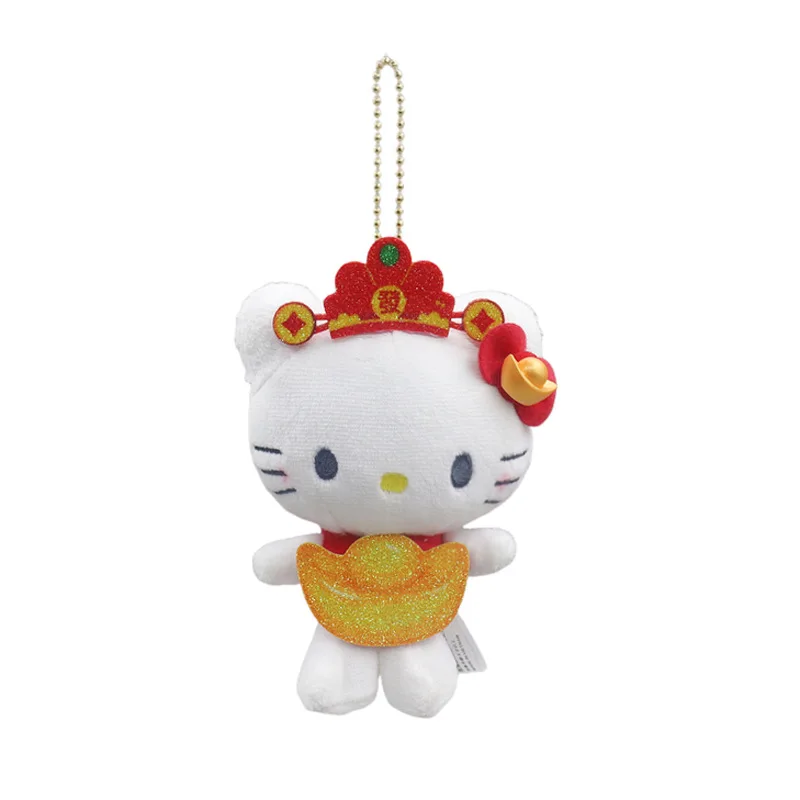 Kawaii Sanrio Hello Kitty น่ารักการ์ตูนสีดําผิว Lucky Cat ตุ๊กตาของเล่นตุ๊กตากระเป๋าเป้สะพายหลังจี้เด็กผู้หญิงของขวัญวันเกิดสร้างสรรค์