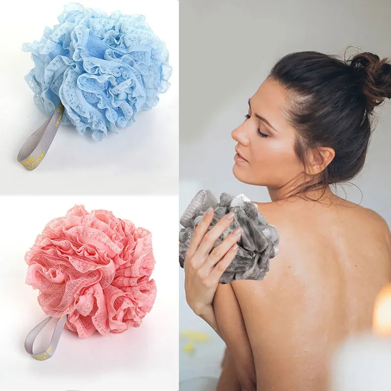 Boule de bain douce pour le nettoyage du corps, éponge à mailles, brosse dorsale, fournitures scolaires, gIslande des fleurs, douche à bulles