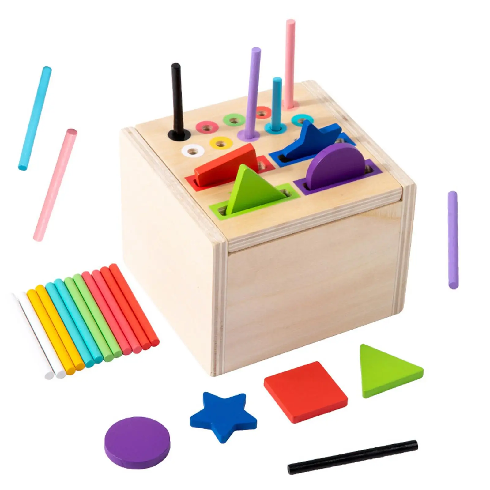 Shape Sorting Cube Wooden Activity Busy Cube for Ages 3+ Party Toy Gift