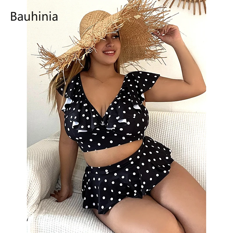 Bauhinia Brazilian Bikini Set Plus Size Female Ruffle Swimwear Sexy Push Up Swimsuit High Waist Bathing Suit Biquini