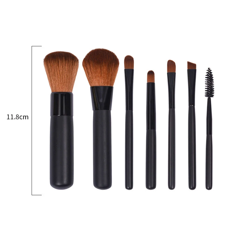 7Pcs Makeup Brushes With Bag Mini Travel Portable Soft Makeup Brushes Eyeshadow Powder Eyelash Lip Concealer Blush Makeup Tools