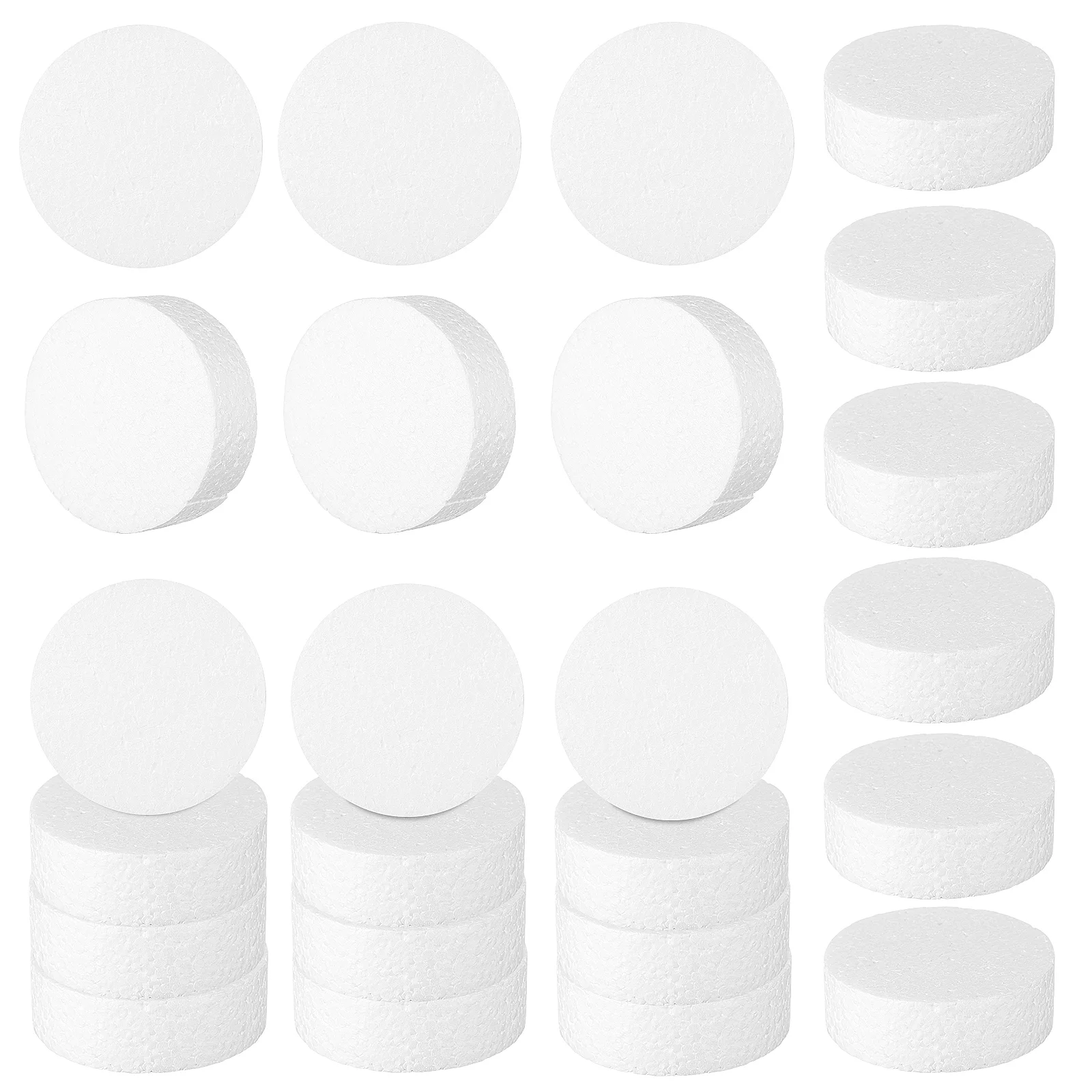 24 Pcs Foam Blocks Cylinder Craft Round Circles Disc Cylinders For Crafts White