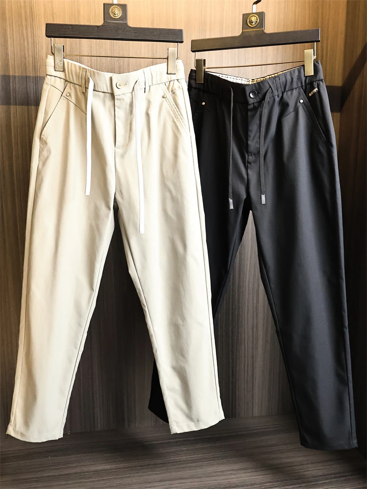 

Приятные для кожи дышащие мужские повседневные брюки с прямыми штанинами, универсальные осенние однотонные простые модные городские брюки