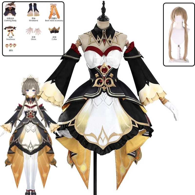 Genshin Impact Cosplay Costume Marionette Sandrone Game Anime Role-play Cute Outfit Dress Wig Set Halloween Party Role Play view 6