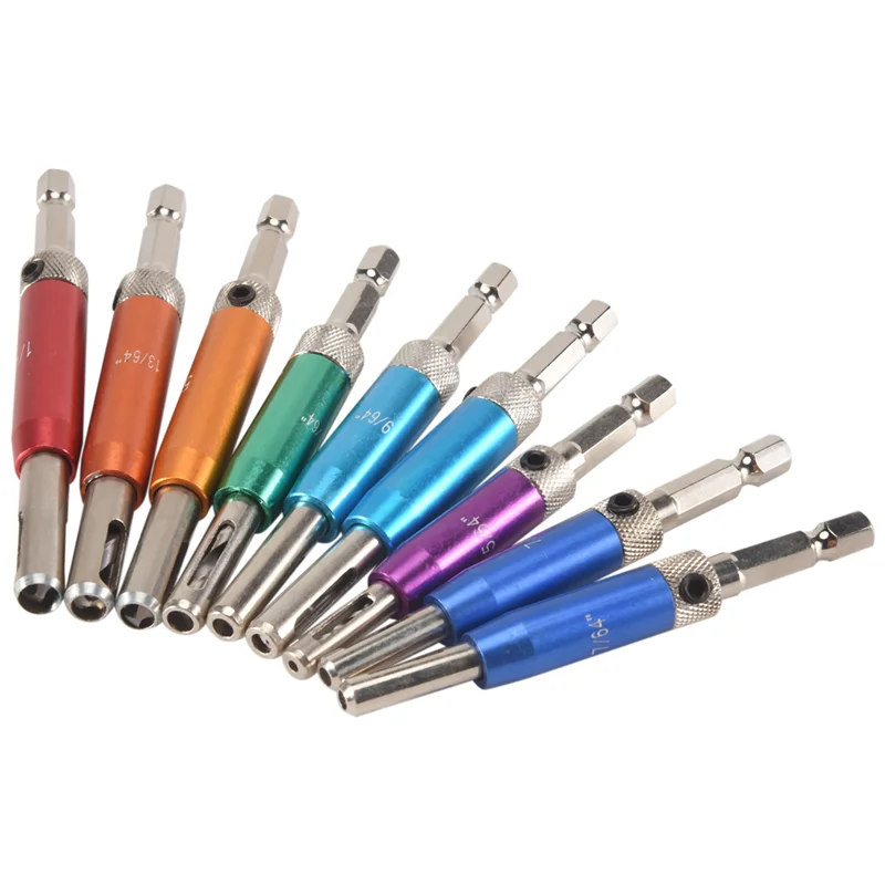 

Self Centering Drill Bit Set 1/4Inch Hex Shank Vix Bit, 5/64In To 1/4In Center Drill Bit Set Custom Hinge Drill Bit Set Kit-AA70