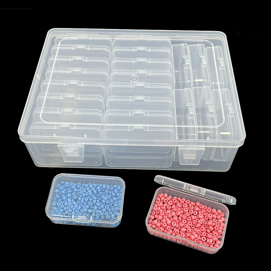 22-cell detachable PP transparent plastic storage box Jewelry tools plastic box DIY beaded nail nail box