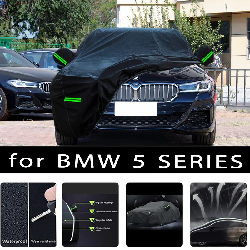 

For BMW 5 SERIES Car Covers Outdoor Waterproof Sun Rain Snow Protection UV Auto Cover 190T Car Protective Full Covers