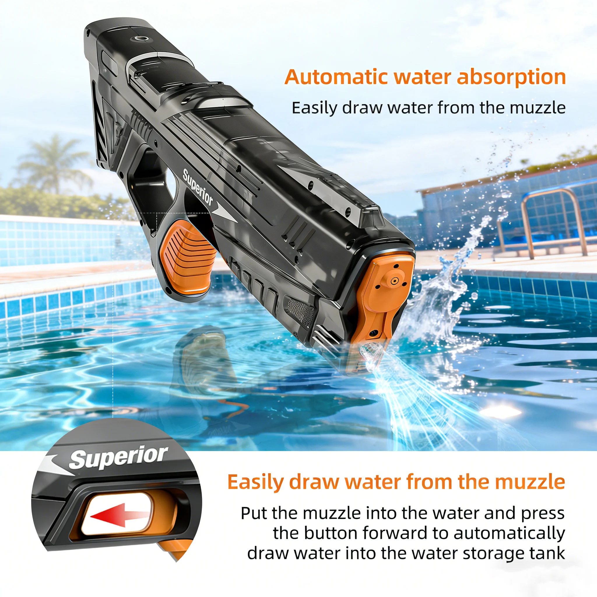 Children Electric Water Gun Summer Beach Outdoor Fight Games Induction Absorb Water Full Automatic Water Guns for Kids