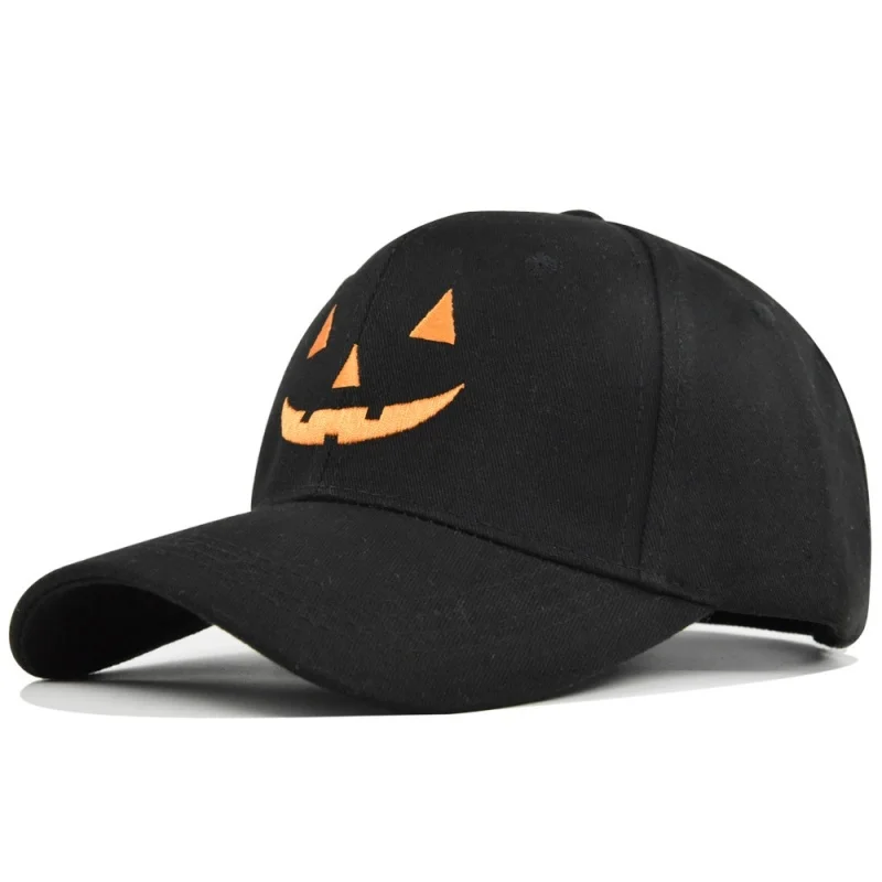 Halloween Embroidered Beanie with Pumpkin Smiling Face Baseball Cap Unisex Sun Hat Couple's Hat Outdoor Party Sports Hip-Hop Hat
