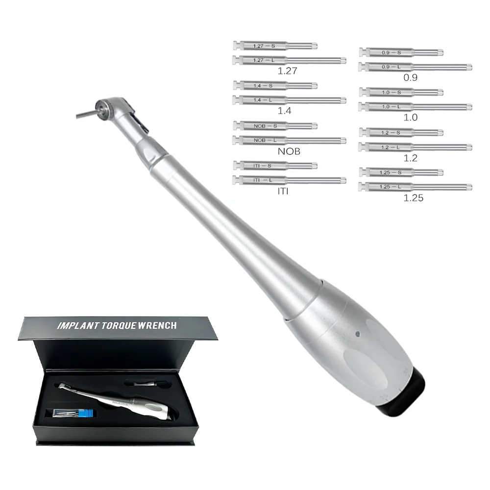 Dentist Tools Torque Wrench Handpiece Ratchet Dent al imp lant Latch Head Handpiece with 16pcs Drills for Dent al cli nic