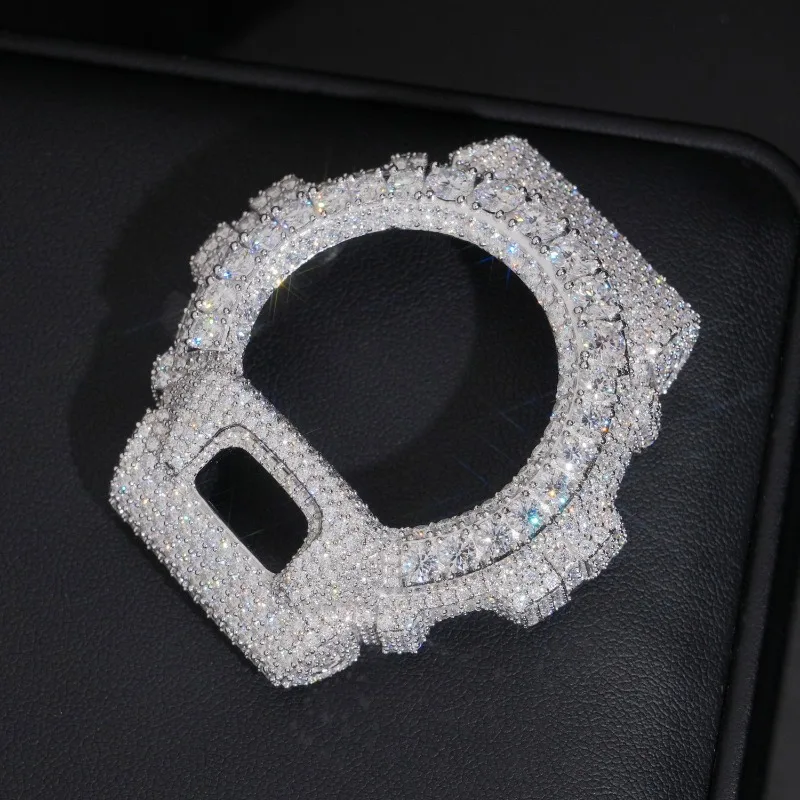 Custom Moissanite Watch Case Set. Gold, Rose Gold & Silver Trio. Full Hip-Hop Drip for Your Wrist.​