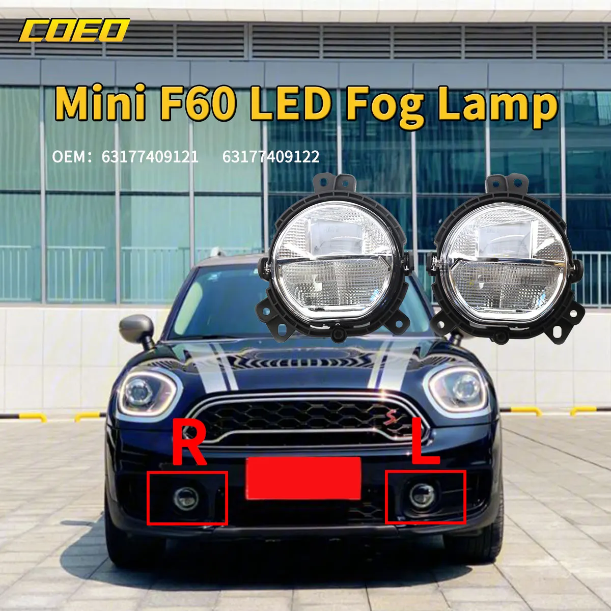 Auto Front Bumper Fog Light Assembly With LED Bulbs For BMW Mini F60 63177409121 63177409122