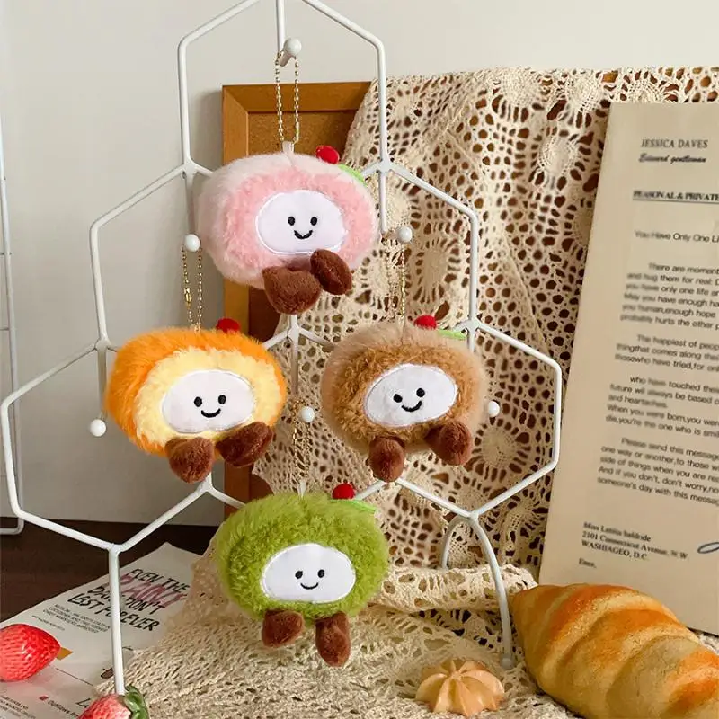 Porte-clés en peluche à dessert en rouleau suisse, pendentif de poupée mignon, cadeau de charme de sac à dos Unique