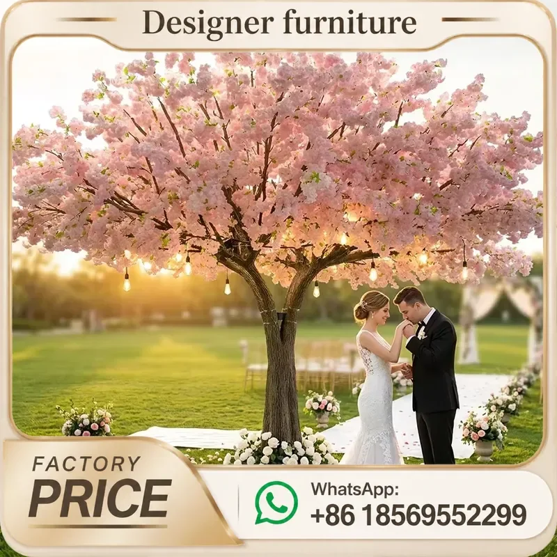 For Wedding Aisle Decoration 4.5M Artificial Cherry Blossom Tree Light Pink White Flower Centerpiece Party Event Decor
