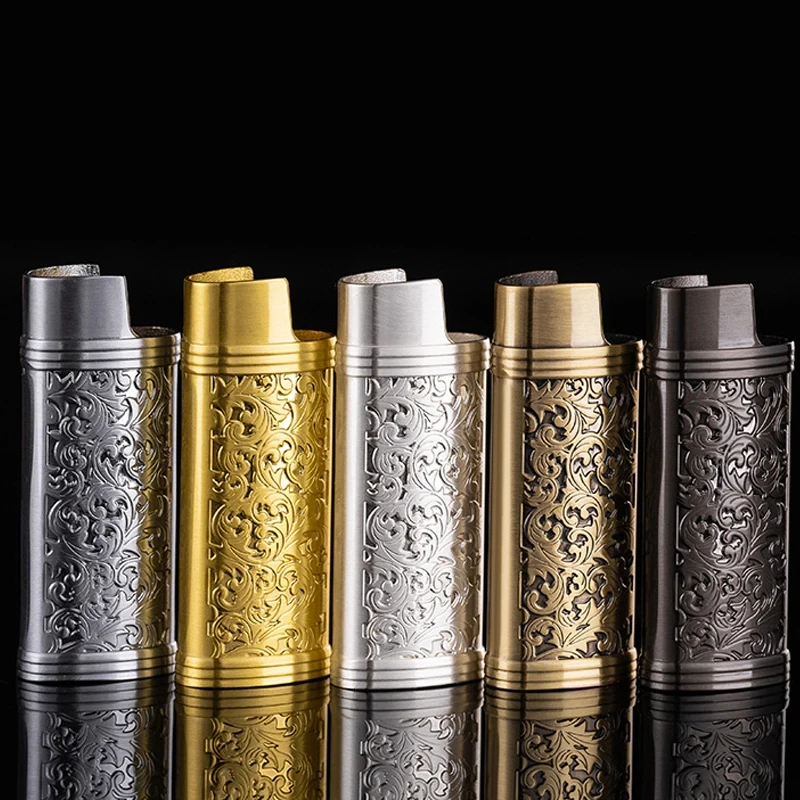 Suitable for Small BIC J5 J25 Mini Vintage Carved Lighter Case Zinc Alloy Elegant Pattern